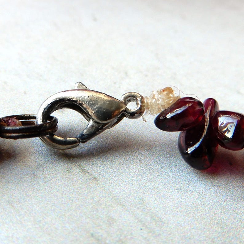 Vintage Garnet Bead Necklace with Charm 32inches