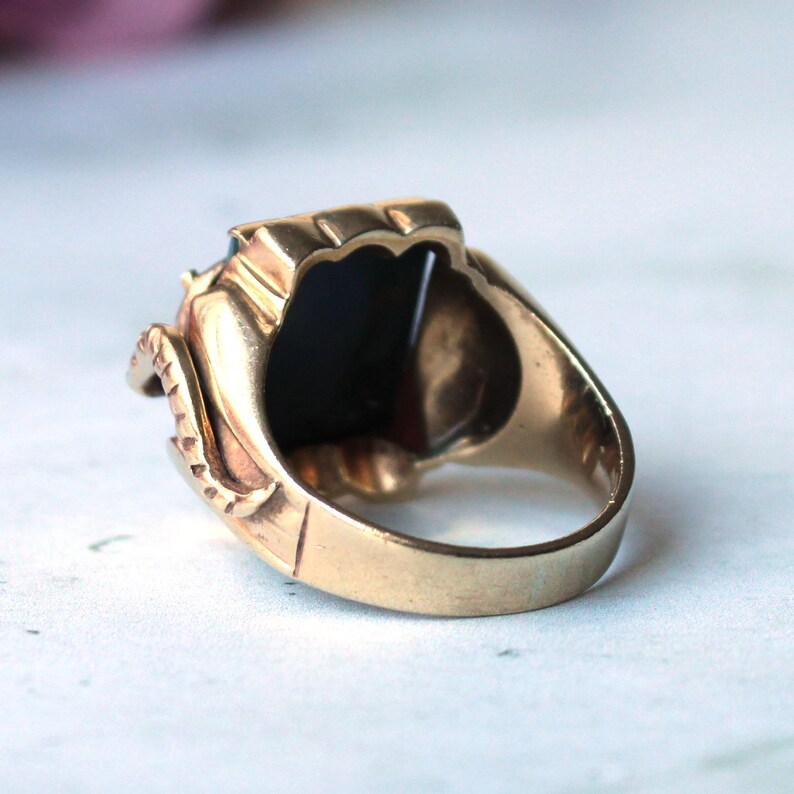 9ct Gold Bloodstone Signet Ring With Snake