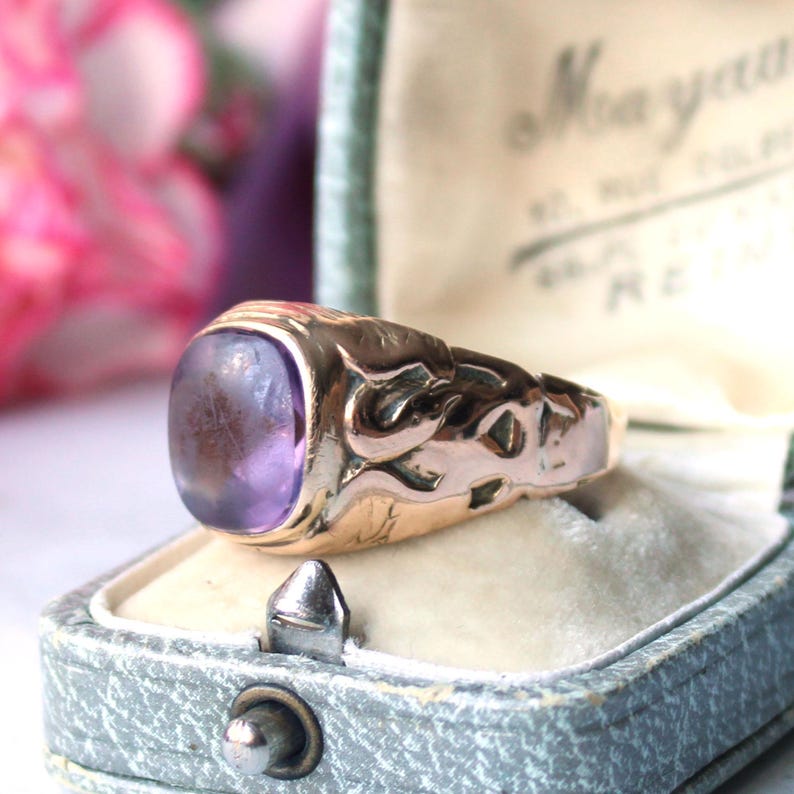 Antique 14ct Gold Amethyst Signet Ring 11.5grams