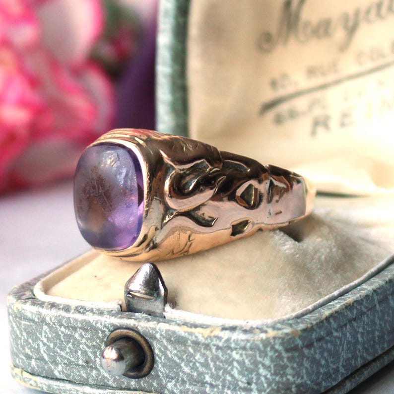 Antique 14ct Gold Amethyst Signet Ring 11.5grams