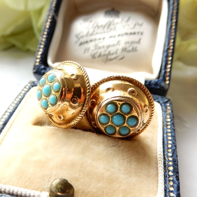Victorian 15ct Gold Turquoise Stud Earring