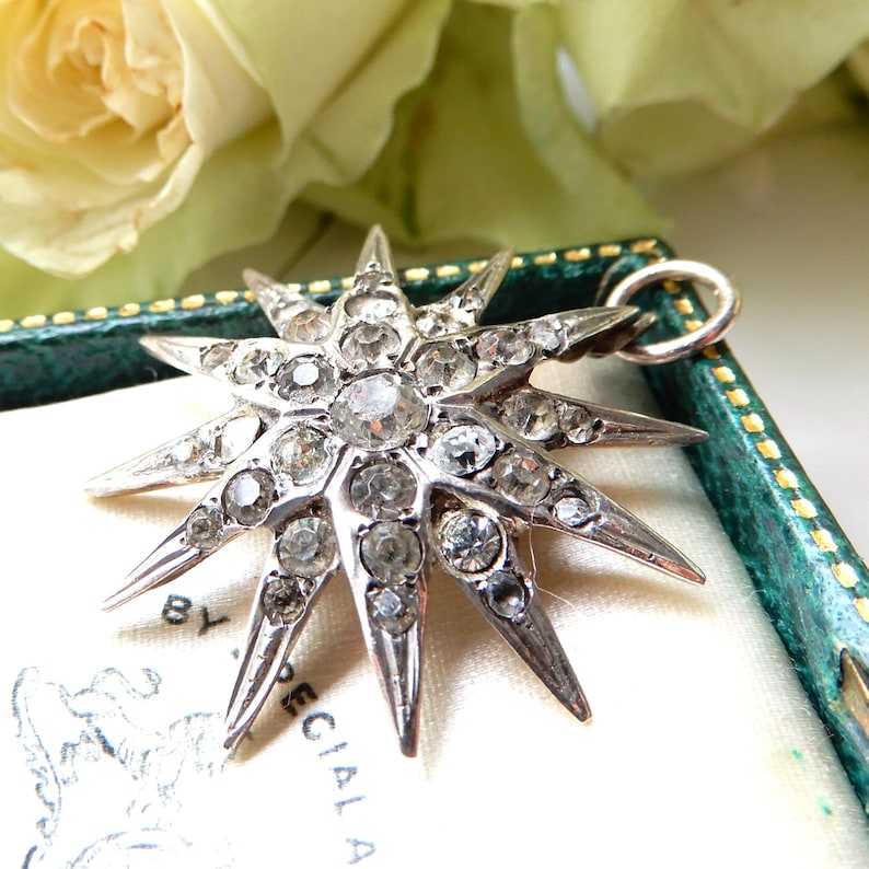 Victorian Silver Celestial Paste Star Pendant
