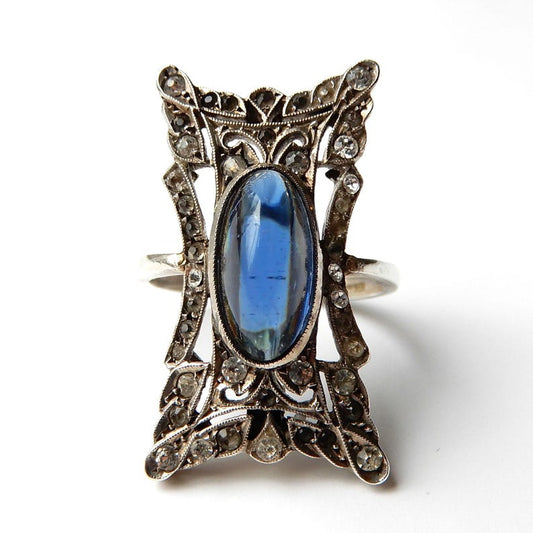 Art Deco Silver Ring with Paste