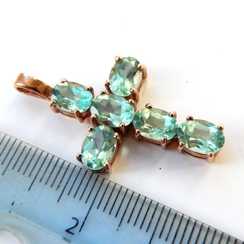 Vintage 9ct Gold Faceted Taupe Glass Cross