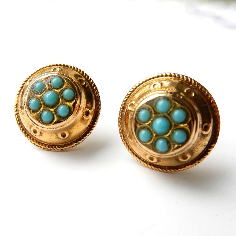 Victorian 15ct Gold Turquoise Stud Earring