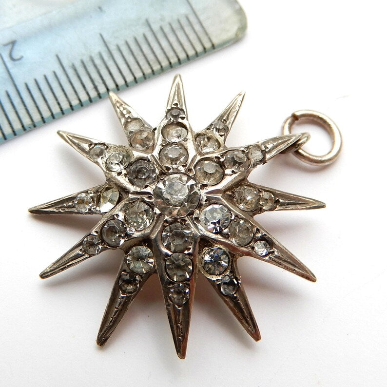 Victorian Silver Celestial Paste Star Pendant