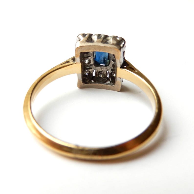 Art Deco 18ct Gold Platinum Sapphire Diamond Ring