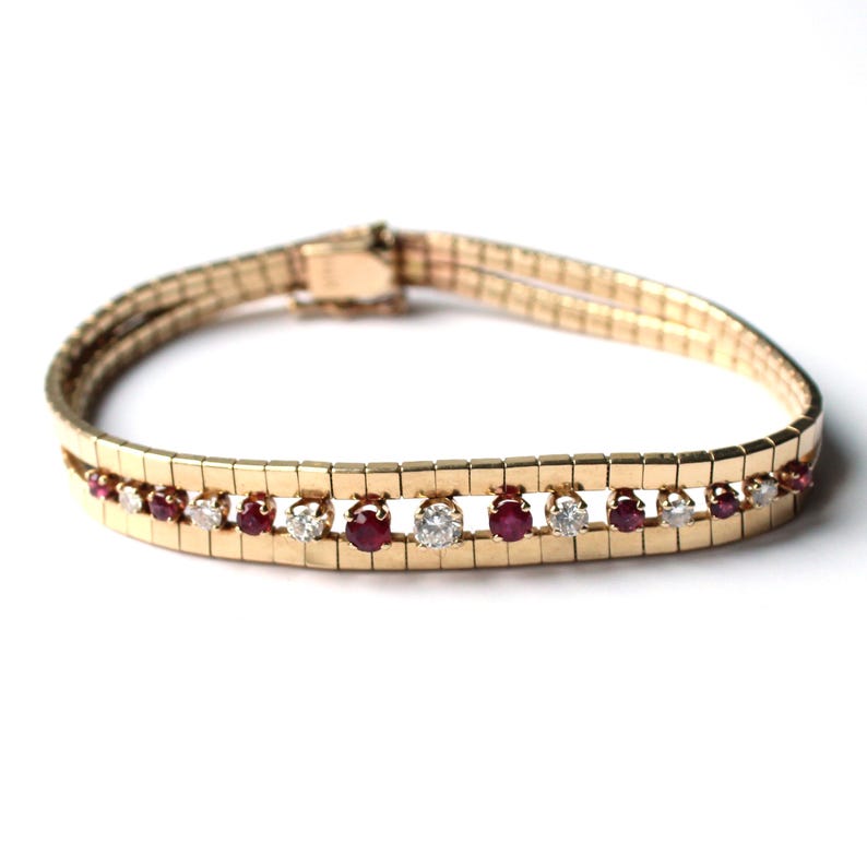 14ct Gold Ruby & Diamond Bracelet