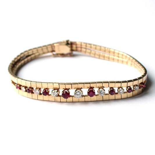 14ct Gold Ruby & Diamond Bracelet