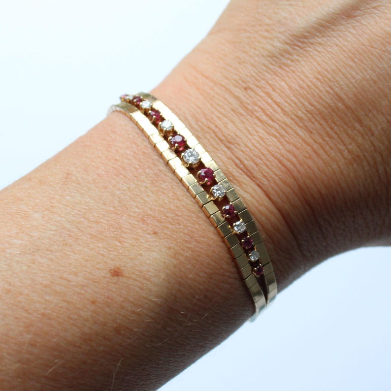 14ct Gold Ruby & Diamond Bracelet