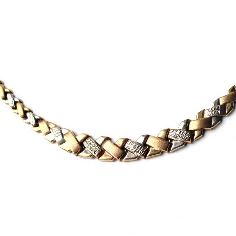 9ct Yellow & White Gold Kisses Necklace (17inches)