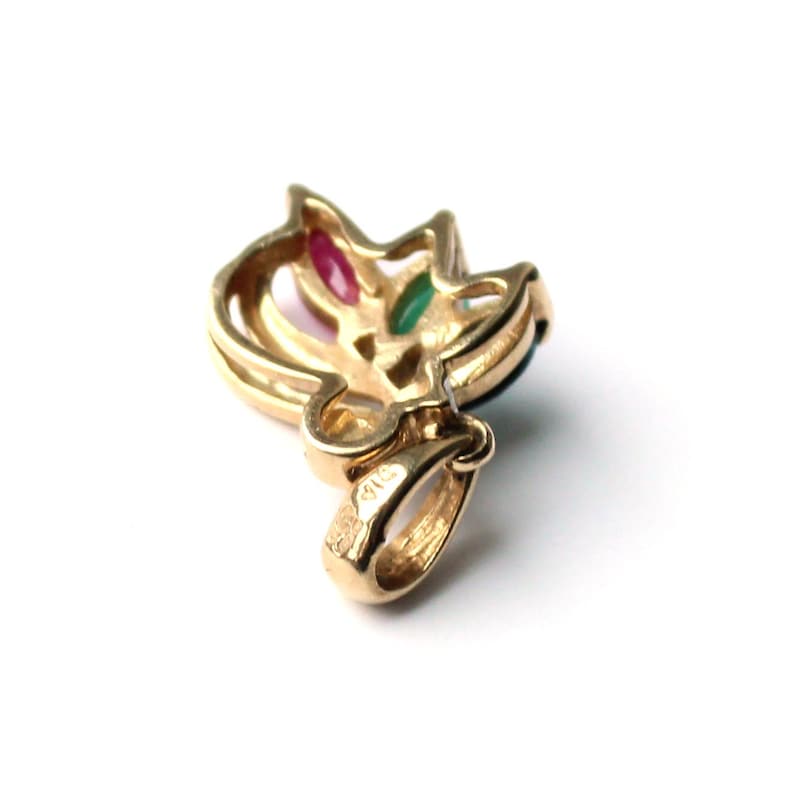 9ct Gold Sapphire Emerald & Ruby Pendant (2.5grams)