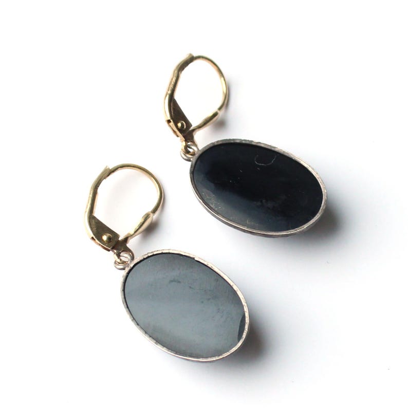 Antique 9ct Gold Bullseye Agate Earrings