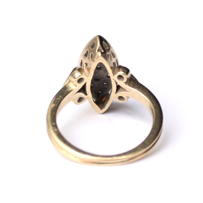 Vintage 9ct Gold Diamond Navette Ring
