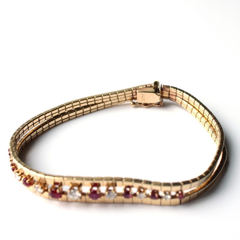 14ct Gold Ruby & Diamond Bracelet