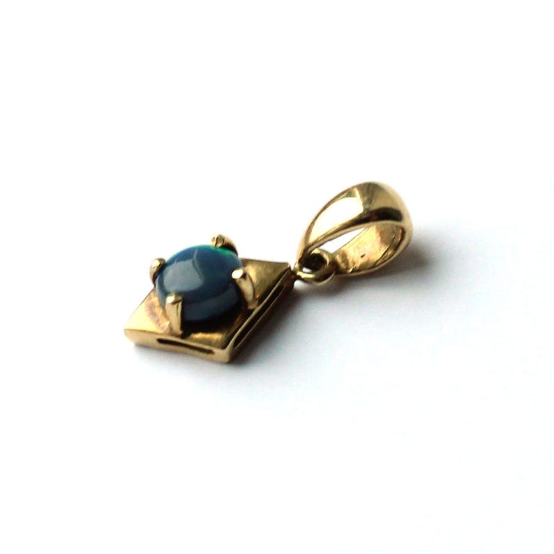 Dainty 18ct Gold Black Opal Pendant