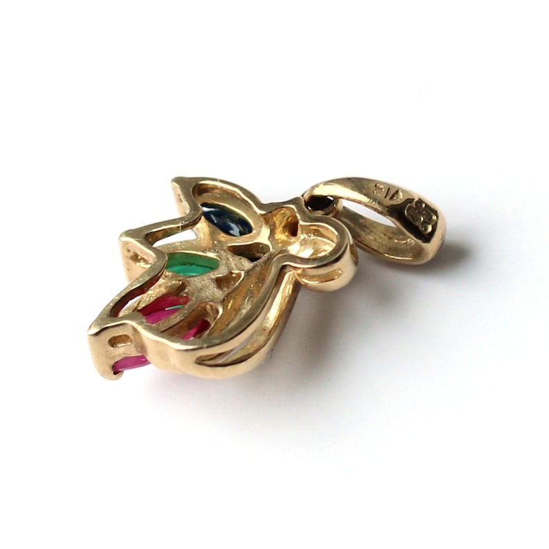 9ct Gold Sapphire Emerald & Ruby Pendant (2.5grams)