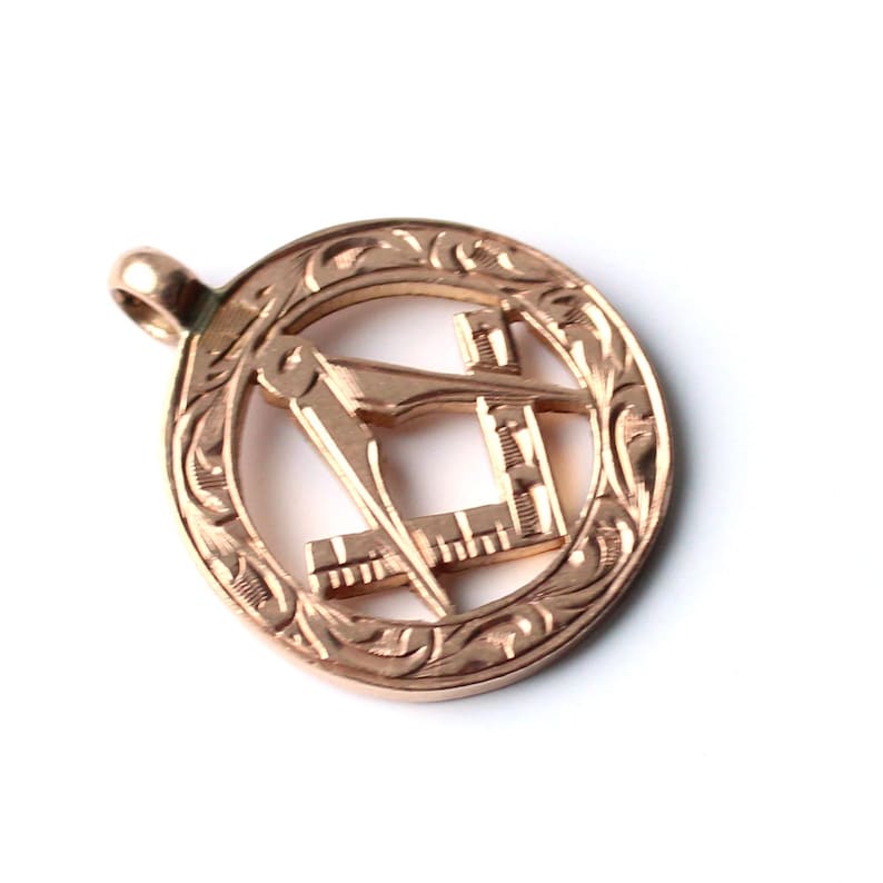 Vintage 9ct Rose Gold Masonic Square & Compass Pendant (2.7grams)