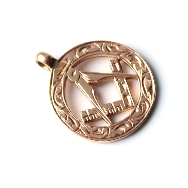 Vintage 9ct Rose Gold Masonic Square & Compass Pendant (2.7grams)