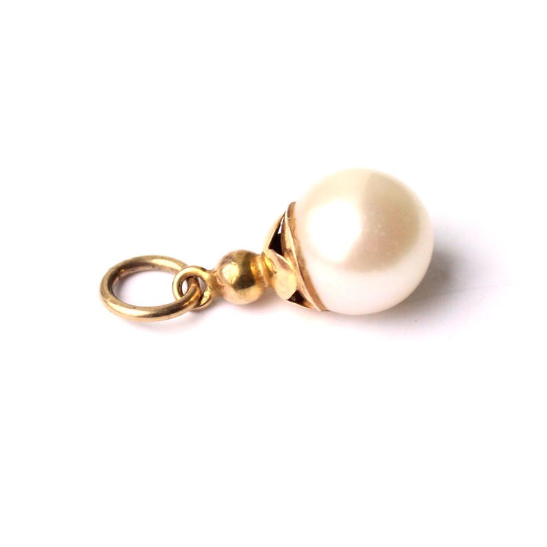 Vintage 9ct Gold Pearl Drop Pendant Charm