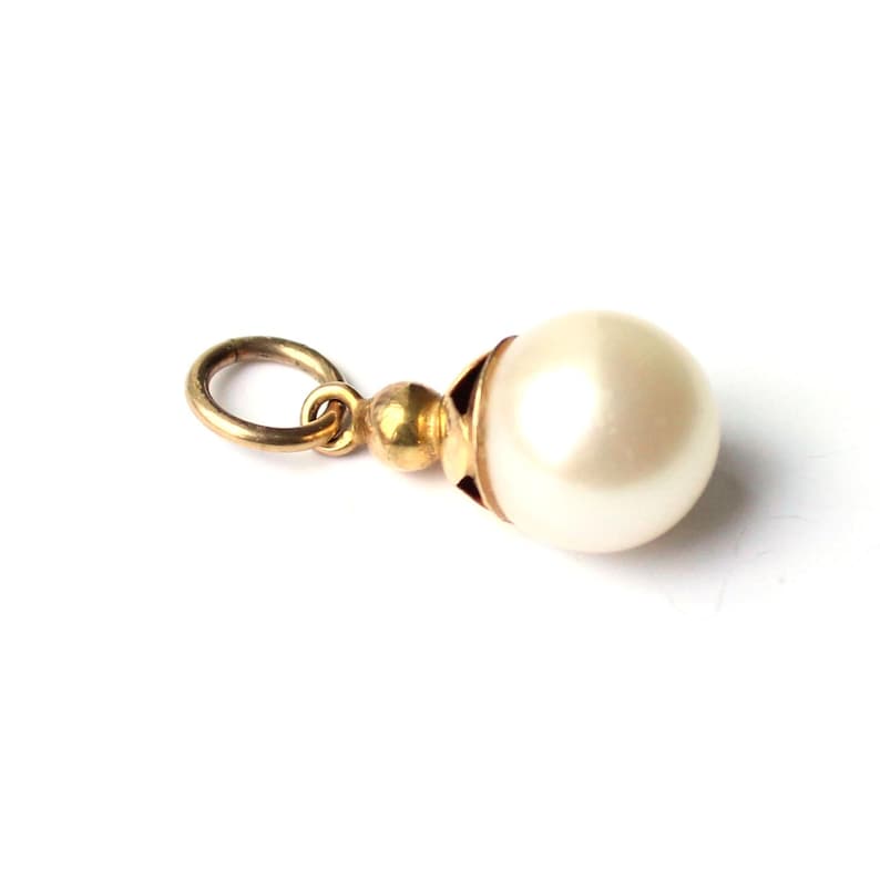 Vintage 9ct Gold Pearl Drop Pendant Charm