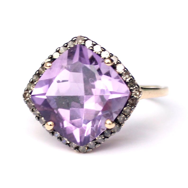 10ct Amethyst & Diamond Cocktail Ring