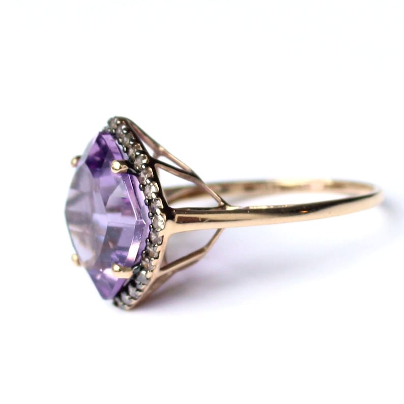 10ct Amethyst & Diamond Cocktail Ring