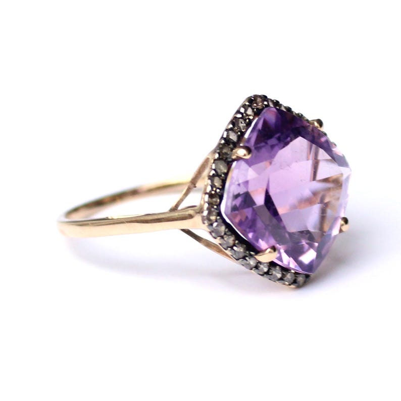 10ct Amethyst & Diamond Cocktail Ring