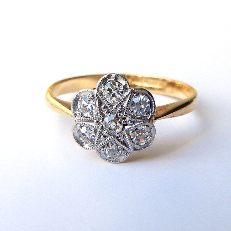 Art Deco 18ct Gold Platinum Diamond Ring Henry Griffith & Sons