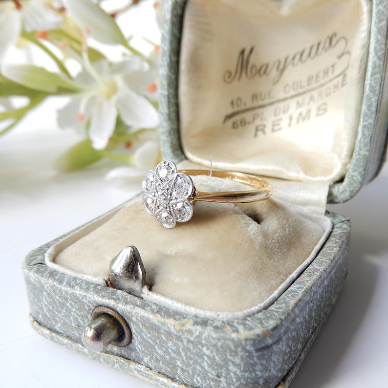 Art Deco 18ct Gold Platinum Diamond Ring Henry Griffith & Sons