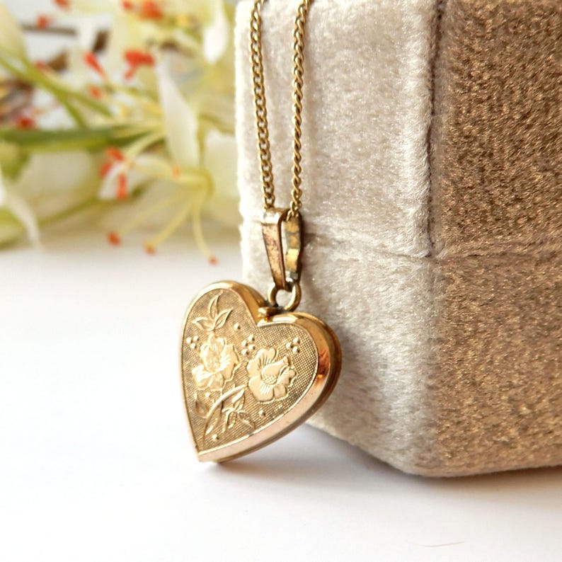 Vintage 14ct Rolled Gold Heart Locket with Chain Andreas Daub