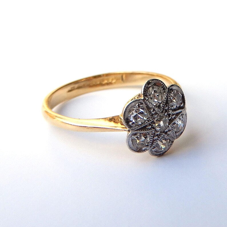 Art Deco 18ct Gold Platinum Diamond Ring Henry Griffith & Sons