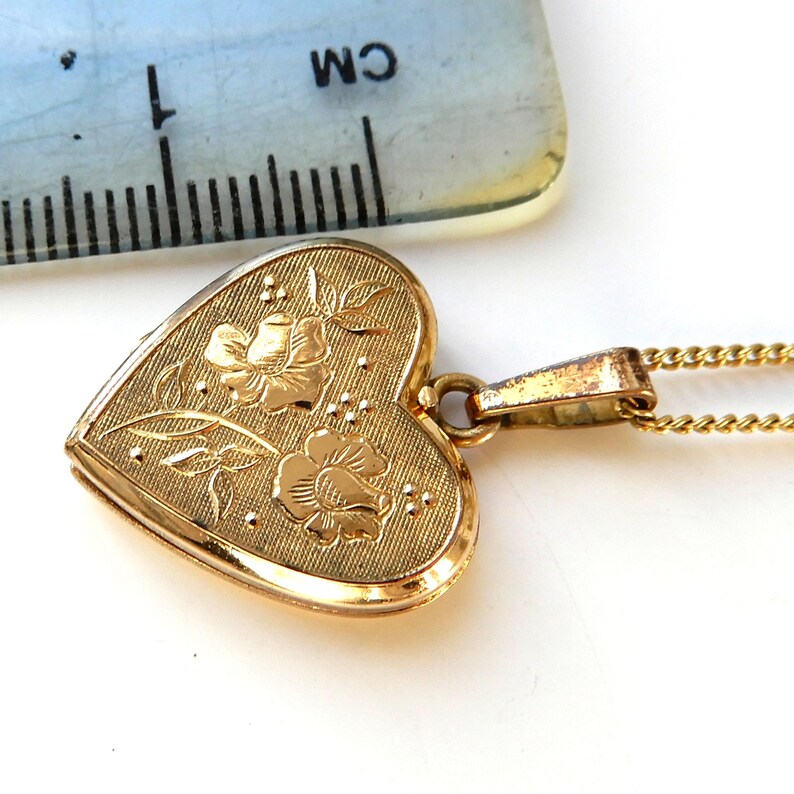 Vintage 14ct Rolled Gold Heart Locket with Chain Andreas Daub