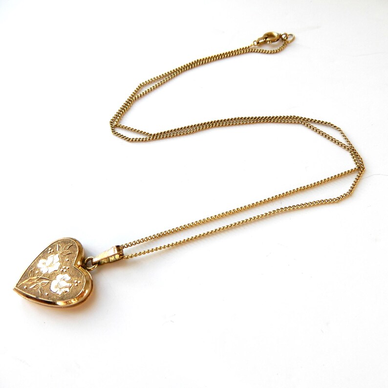 Vintage 14ct Rolled Gold Heart Locket with Chain Andreas Daub