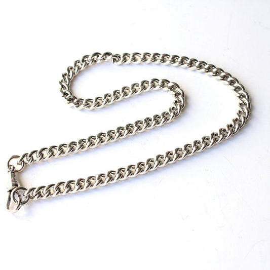 Chunky Vintage Solid Silver 14.5inch Chain Albert Chain with Dog Clip (33.8grams)