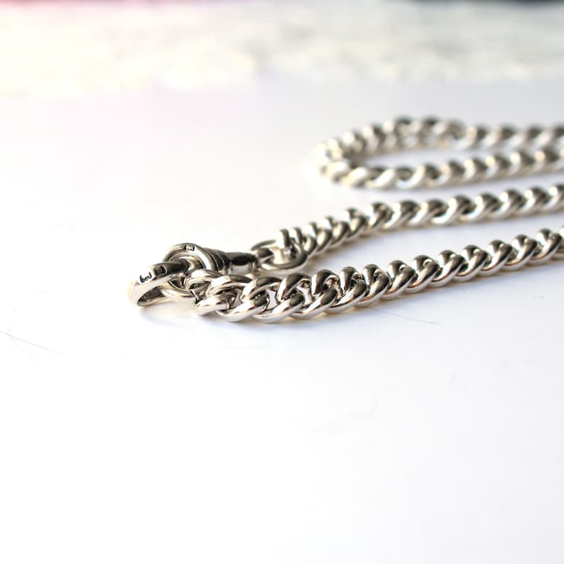 Chunky Vintage Solid Silver 14.5inch Chain Albert Chain with Dog Clip (33.8grams)