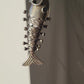 Heavy Vintage Sterling Silver Articulated Fish Pendant