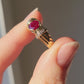 Vintage 9ct Gold Garnet Diamond Croissant Ring