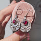 Vintage Solid Silver Garnet Cabochon Dop Earrings