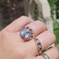 Sterling Silver Opal Cubic Zirconia Double Heart Victorian Style Ring