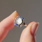 Vintage Sterling Silver Moonstone & Sapphire Ring