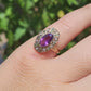 9ct Gold Amethyst Peridot & Pearl Suffragette Style Ring