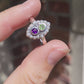 Sterling Silver Opal Peridot & Amethyst Suffragette Style Ring