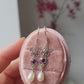 Art Nouveau style Sterling Silver Peridot Amethyst & Pearl Earrings