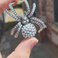 Large Sterling Silver Opal Spider Brooch