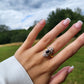 Art Deco style Blue Paste Navette Ring Set in Solid Silver