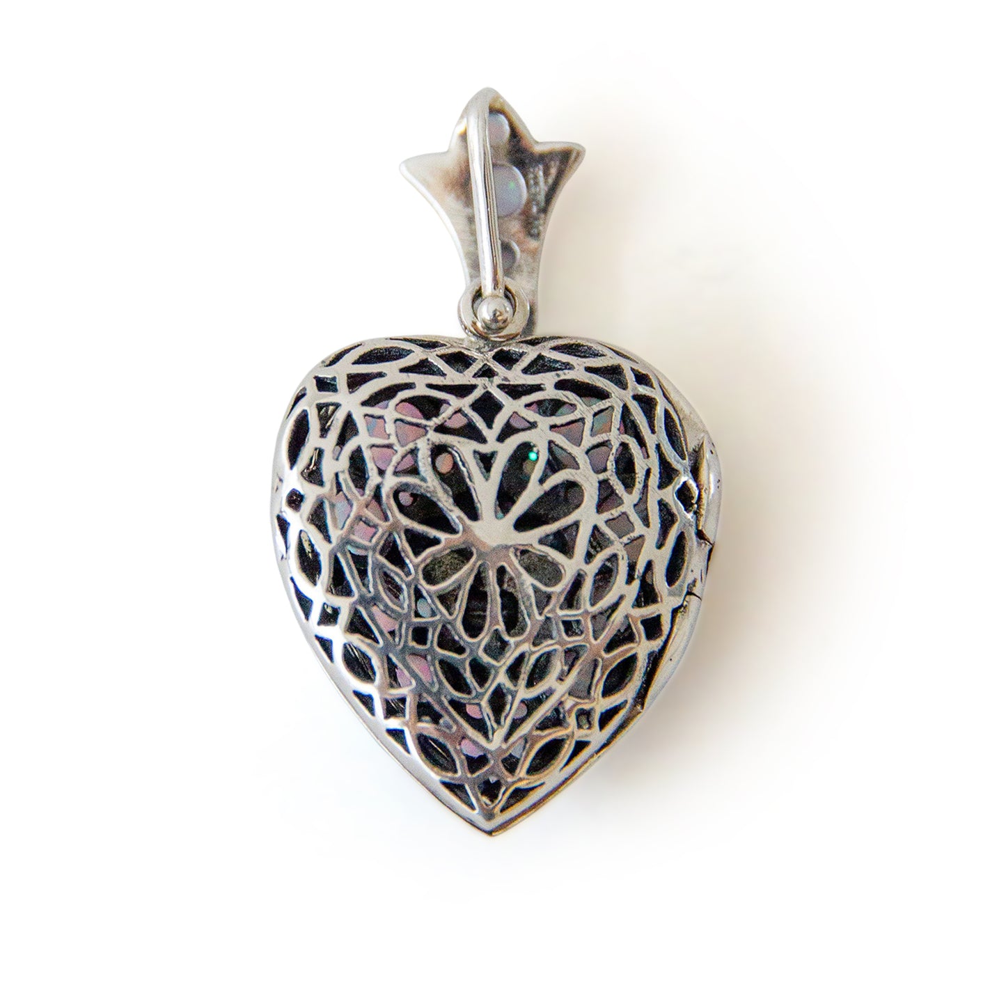 Sterling Silver Opal Fleur Di Lis Locket
