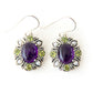 Sterling Silver Suffragette style Earrings with Amethyst Peridot & Seed Pearl