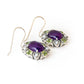 Sterling Silver Suffragette style Earrings with Amethyst Peridot & Seed Pearl