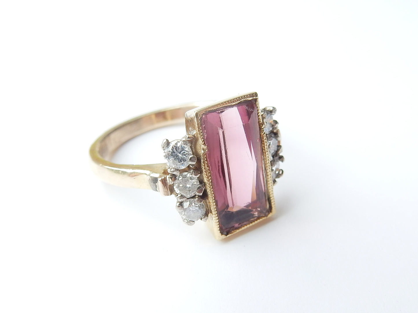 Antique 18ct Gold Pink Tourmaline & Diamond Ring